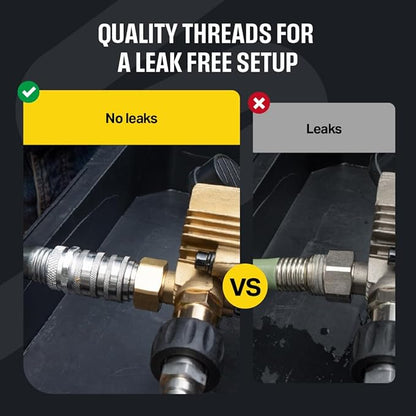Active M22-14mm Pressure Washer Quick Connect Kit, 304 Stainless Steel M22-14mm to 3/8" Male to Female Quick Disconnect Kit for Power Washer Assembly
