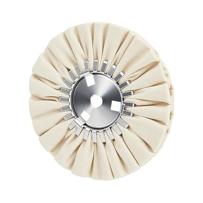 QZATTCAEN 8" White Airway Buffing Wheel,5/8'' Arbor Hole,16 Plys/Fine Polishing for Angle Grinder,1PCS
