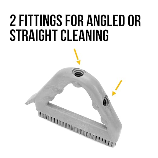 SPARTA Plastic Commercial Grout Brush, Triangle-Shaped Scrub Brush with Scraper and Two Threaded Holes for Attaching Handle (Sold Separately), 9 x 7 x 7 Inches, Red