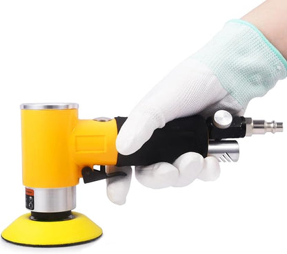 ZHONG AN 2"3" Mini Air Sander Pneumatic Random Orbital Sander, High Speed Pneumatic Palm Sander Air Polisher for Auto Body Work, Woodworking Yellow