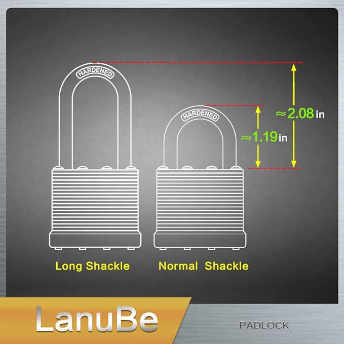 LanuBe Lock Laminated keyed Padlock (1-9/16", 40mm), keyed Alike Locks, Normal Shackle,Marked Black Plastic Hoop, Pack of 60…