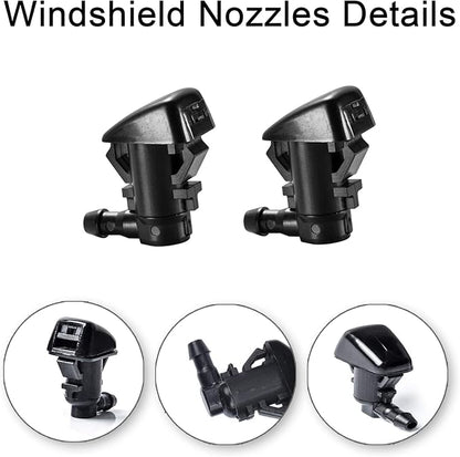Front Windshield Washer Nozzles Kit for 05-16 Jeep Grand Cherokee 05-13 Chevy Malibu 05-10 Pontiac G6 07-10 Saturn Aura 55372143AB 55079049AA Wiper Spray Washer Jet with 3M Fluid Hose & 6 Connectors
