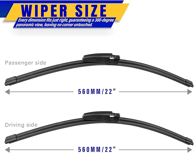 2 wipers Replacement for 2002-2008 A4 S4 RS4 A6 S6 Allroad, Windshield Wiper Blades Original Equipment Replacement - 22"/22" (Set of 2)
