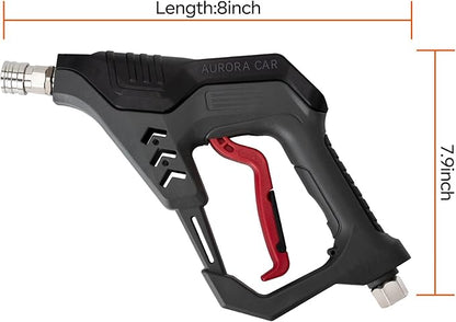 Pressure Washer Short Gun, Commercial 5000 PSI 12 GPM 5 Spray Nozzle Tips, 3/8" Quick Connect Plug and M22-14/15mm Fittings, Power Washer Gun Compatible with Foam Cannon