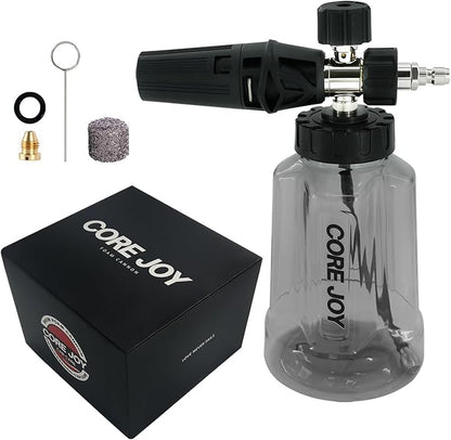 CORE JOY Professional Foam Cannon for Car Wash, Adjustable Spray Nozzle, 1L Soap Bottle
