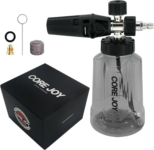 CORE JOY Professional Foam Cannon for Car Wash, Adjustable Spray Nozzle, 1L Soap Bottle
