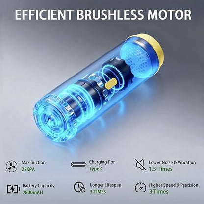 Car Vacuum Portable, CROS 4-in-1 Cordless Vacuum Cleaner with 25000 Pa Max,3 Suction Modes,Handheld Vacuum for Car, Office Desk, Keyboards,Sofa