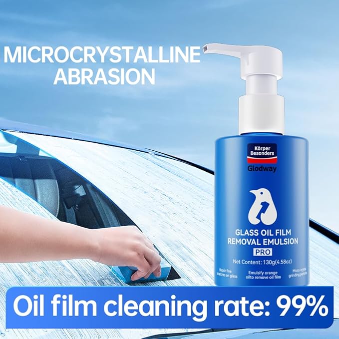 Glodway Car Glass Windshield Cleaner,Oil film Remover, Streak-Free Shine on Windows, Windshields, and Mirrors, Ammonia Free, for Auto and Home,4.58 OZ