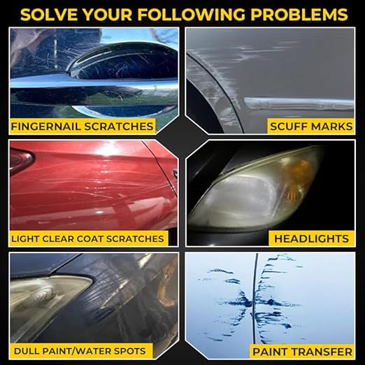 NUAN 2PCS Car Scratch Removal Wax, Universal Premium Polishing Compound for Deep Scratches, 4 fl oz (120 ML), with Sponge and Cloth