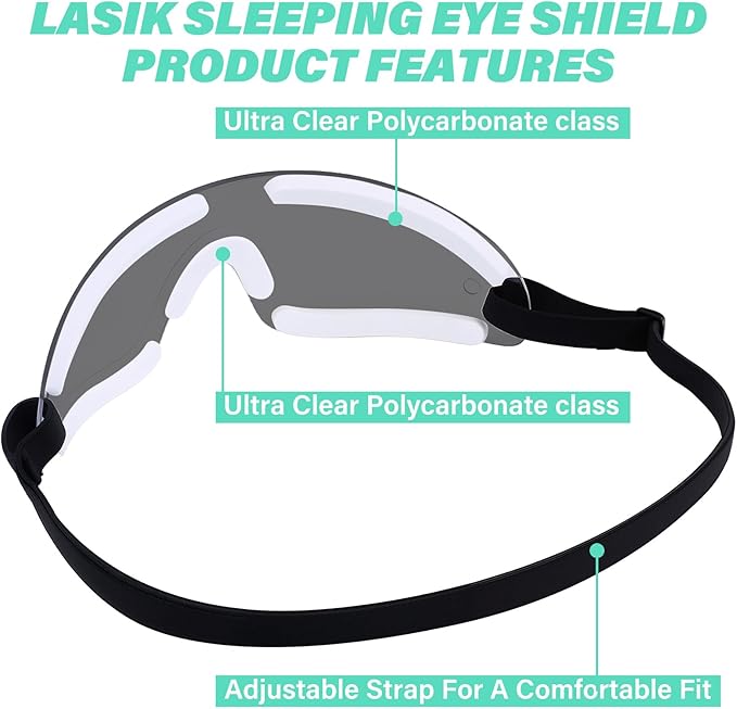 Kingdder Eye Shield Grey Eye Shield for Sleeping Protective Goggles with Adjustable Strap and Soft Padding, Sensitivity of The Eyes to Light, Storage Bag(1pcs)