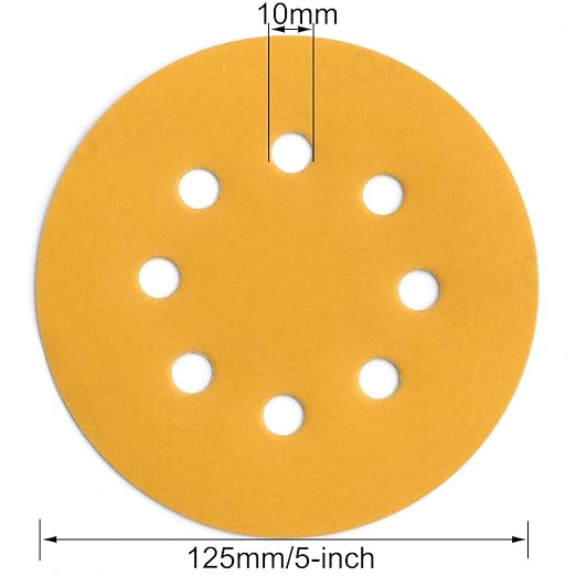 Aiyard 5-Inch 8-Hole Hook and Loop Sanding Discs 800-Grit Random Orbit Sandpaper, 100-Pack