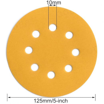 Aiyard 5-Inch 8-Hole Hook and Loop Sanding Discs 800-Grit Random Orbit Sandpaper, 100-Pack