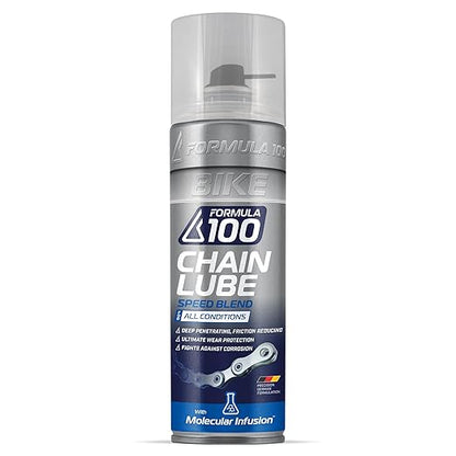 Formula 100 All Conditions Bike Chain Lube – All-Weather Lubricant Bicycles & Electric Bikes – Protects Against Wear, Reduces Friction, Fights Corrosion – 300ml Aerosol (10.14 oz)