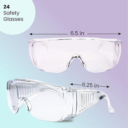 Aqulius OTG Safety Glasses - Fog-Proof & Anti-Fog Polycarbonate Lenses - Low-Profile Safety Goggles Over Glasses & Sideshields - Over-Prescription Protective Eyewear - 24 Pack, Unisex
