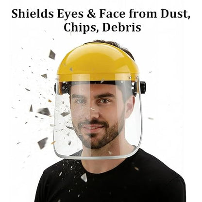 ascavs Face Shield for Grinding & Cutting, Clear Anti-Fog Visor Tested to ANSI Z87.1 with Replaceable Mesh Screen, Full Face Protection with Adjustable Ratchet Headband for Woodworking & Yard Work