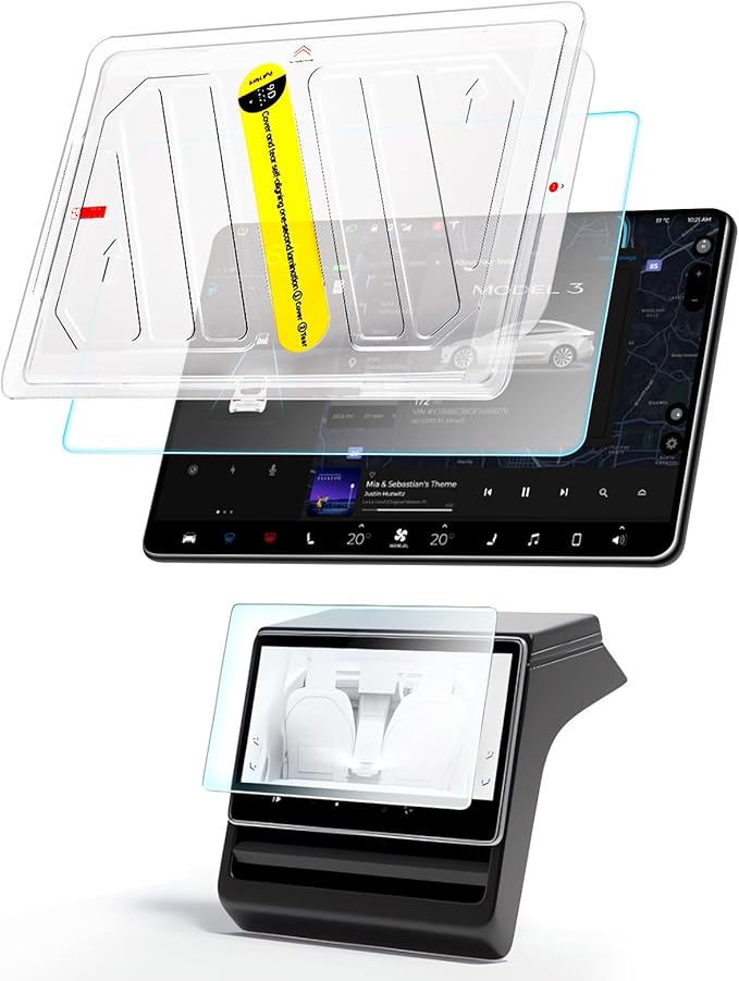 DGXWLLW Screen Protector for Tesla Model Y Juniper 2025 2026 Model 3 Highland 2024 2025 with Alignment Kit Matte Front Back Tempered Glass Touch Screen Protective Anti Glare Fingerprint 9H Hardness