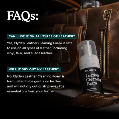 Clyde's™ Leather Cleaning Foam | Quick Foaming Leather Cleaner for Furniture, Auto Interior, Tack, Shoes and Accessories | Stain and Dirt Removal | Does Not Require Dilution, Ready to Use