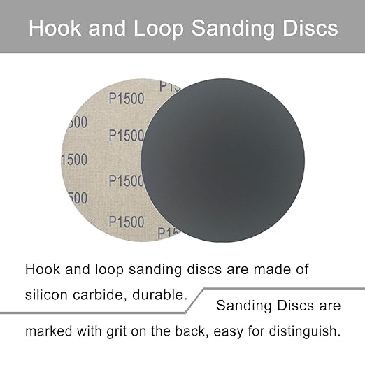 6 Inch 50 Pcs Wet Dry Sanding Discs Hook and Loop, 1500 Grit Sandpaper Automotive Wood Metal Polishing & Sanding, Silicon Carbide Sand Paper for Random Orbital Sander (Grit 1500)