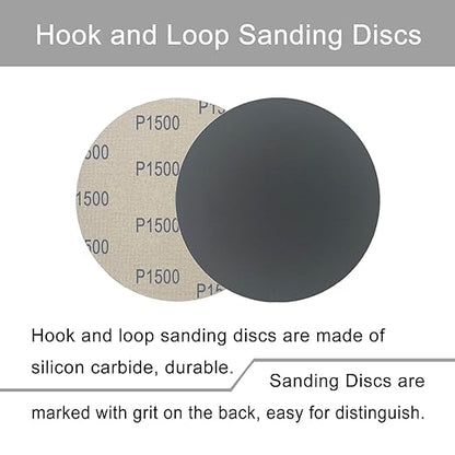 6 Inch 50 Pcs Wet Dry Sanding Discs Hook and Loop, 1500 Grit Sandpaper Automotive Wood Metal Polishing & Sanding, Silicon Carbide Sand Paper for Random Orbital Sander (Grit 1500)