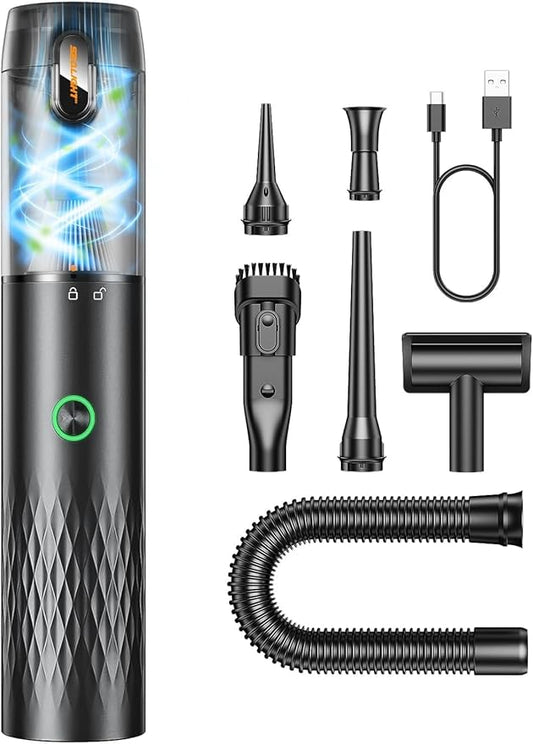 SEALIGHT Handheld Car Vacuum Cleaner, 4 in 1 Mini Vacuum Cleaner Air Duster, High Power Suction with Multi-Nozzles for Car, Home, Office, Pet (Grey)