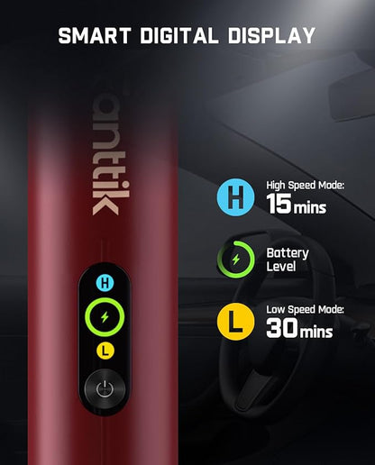 Fanttik Slim V10 APEX Cordless Car Vacuum, 4-in-1 Portable Mini Handheld Vac, 19kPa Suction Power, Upgraded Smart Digital Display, 2 Suction Modes for Small Jobs, Car, Office Desk, Keyboards (Red)