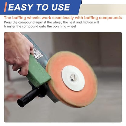 QZATTCAEN 8" Orange Airway Buffing Wheel 5/8'' Arbor Hole 12 Plys Medium Polishing for Angle Grinder 1PCS 8 Inch Polishing Wheel