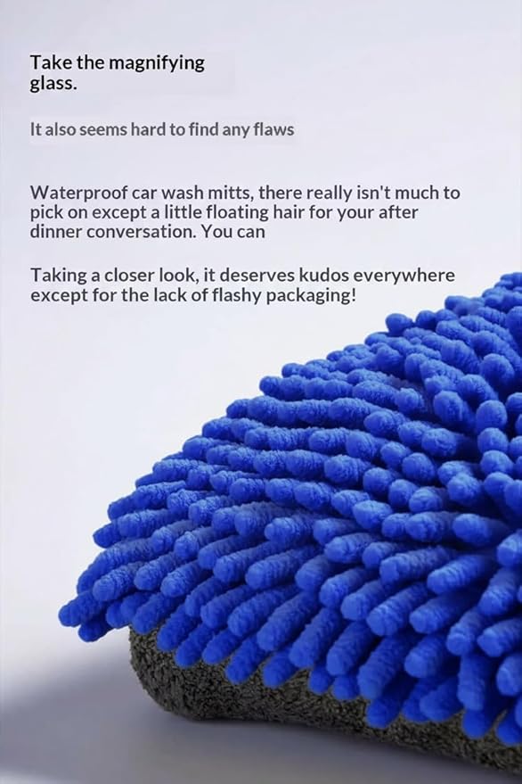 Car Wash Mitt Microfiber, 2PK-Scratch & Lint Free, Premium Chenille Microfiber Wash Mitt (Shallow Blue)