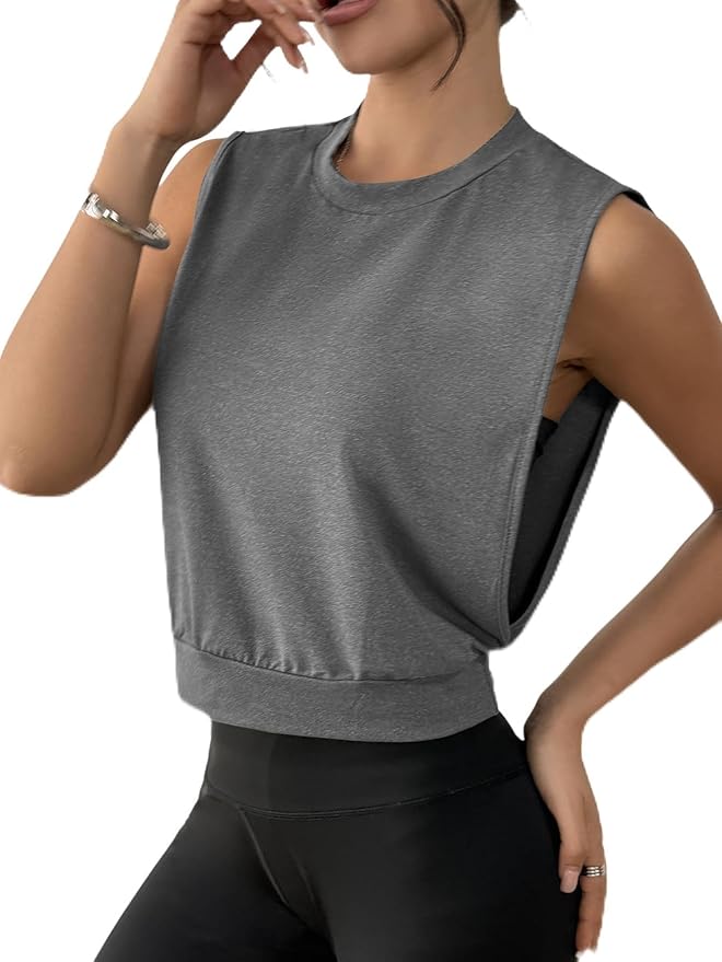 SOFIA'S CHOICE Women Workout Crop Tank Tops Cropped Sleeveless Muscle Shirt Gym Yoga Running