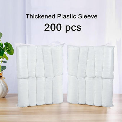 FIPASEN Disposable Oversleeves Covers, 200PCS Plastic Arm Sleeves Covers for Painting Repairing Cleaning Tattooing - White