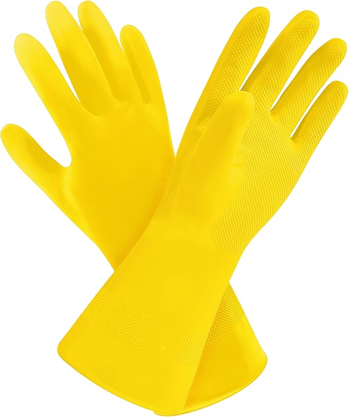 SteadMax 3/6 Pairs Cleaning Gloves, Reusable Natural Rubber Dish Gloves, Non-Slip Gloves for Kitchen and Household