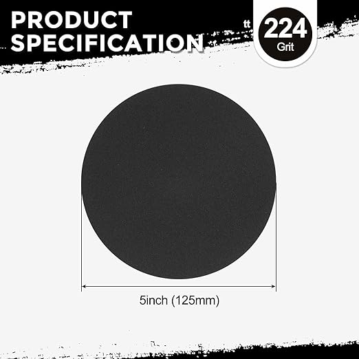 Kozelo 50 Pcs Sanding Discs 5 Inch 240 Grit Hook and Loop Orbital Sandpaper Suitable for Metal Wood Furniture DIY Grinding and Polishing, Black