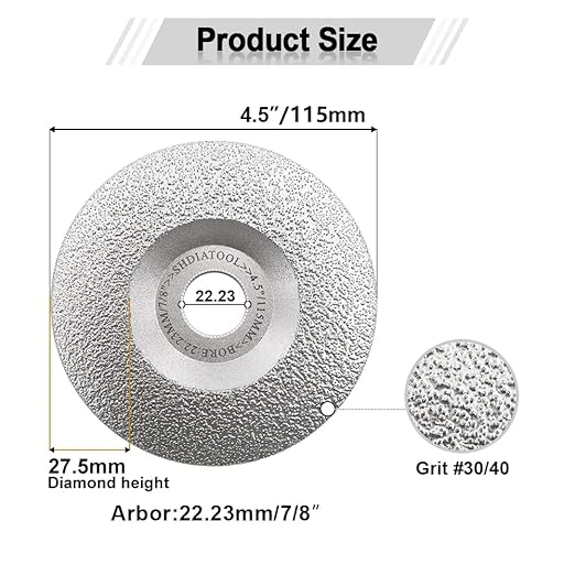 SHDIATOOL Diamond Grinding Cup Wheel 4-1/2 Inch for Granite Marble Iron Steel Masonry Convex Vacuum Brazed Grinding Disc Fits 7/8 Inch Arbor 115mm