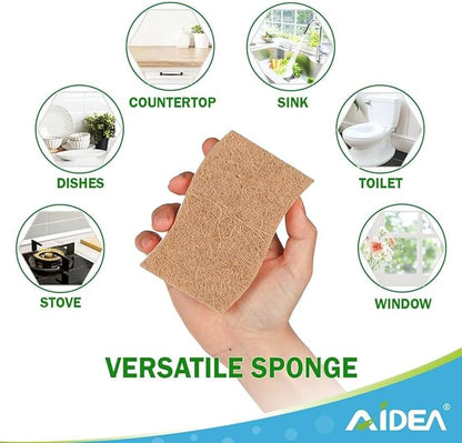 AIDEA Sponges Non Scratch, 24Count, Natural Sponge for Non Stick Cookware, Sponges Kitchen, Cellulose Scrub Sponge for Dishes, Cleaning Power for Kitchen, Bathroom, Household
