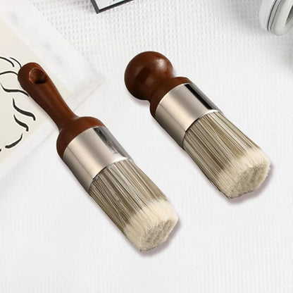 CALFOVERA 2Pcs Leather Furniture Salve Cleaner Brush Brown Wooden Handle Soft PET Bristles Durable Wax Care Repair Oil Horse Hair Brushes Ergonomic Tools for Home Leather Furniture Polishing Cleaning