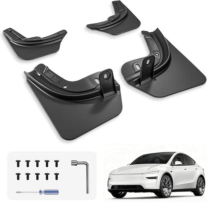 3W Tesla New Model Y Juniper Mud Flaps 2025 2026 Accessories, Protect Paint, No Drilling Required, All-Weather Mud Guard Body Kits, Black (Set of 4)