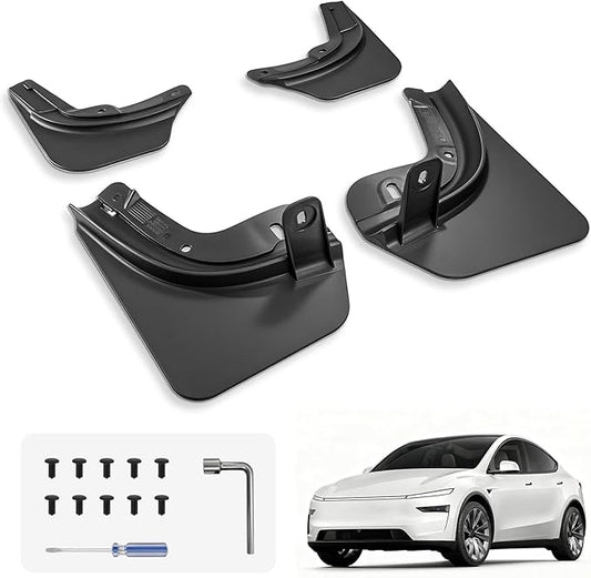 3W Tesla New Model Y Juniper Mud Flaps 2025 2026 Accessories, Protect Paint, No Drilling Required, All-Weather Mud Guard Body Kits, Black (Set of 4)