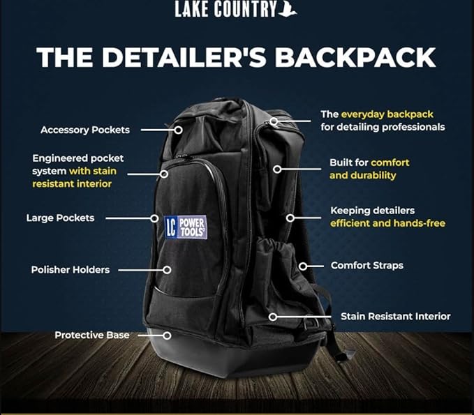 Lake Country Detailing Essentials Bundle – Backpack, LED Light & 25ft Locking Extension Cord