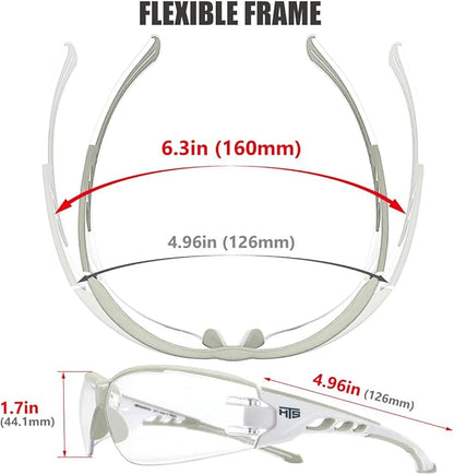 HTS HUNTERSKY Super Flexible Lightweight Anti Fog Wrap-Around U6 Clear Shooting Safety Glasses with ANSI Z87.1 Scratch Resist