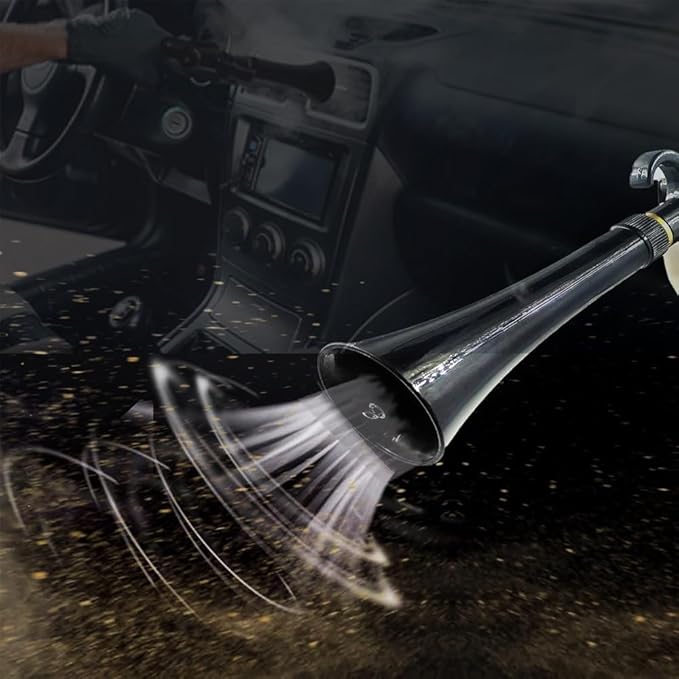 BEMEIS Air Blow Gun with Brass Adjustable Air Flow Nozzle,Cleaning Gun Quickly Blasts Dirt and Dust from Surface Works with Air Compressor(Upgrade Aluminium Rotate Tube) (Detail Blowing Gun), Black