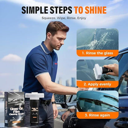 Glass Film Cleaning Brush for Car, Effective Auto Glass Cleaner for Windshields Windows, Windshield Film Remover Tool with Comfort Grip, Car Cleaning Tool for Vehicle Maintenance (2)