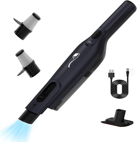 AYONTIN Cordless Handheld Vacuum, Lightweight Portable Hand Vacuum Cleaner with LED Light,Rechargeable Hand Held Vacuum with One-Touch Empty, Powerful Suction for Office, Home,Car,Inky