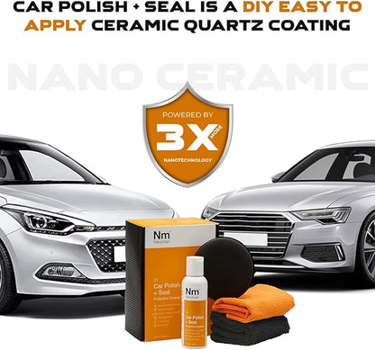 Nano Ceramic (SiO2) Car Polish +Seal. 100mL Kit Complete with Easy Application Nano Polish Application pad and polishing Cloths.