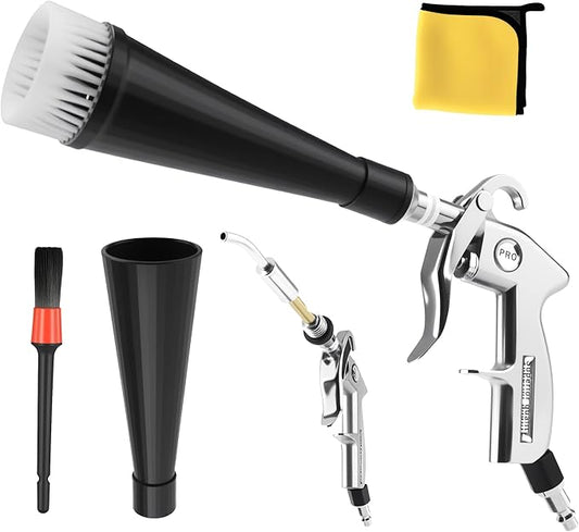 GOCCIDA Car Cleaning Gun Detailing Interior Dryer Air Blow Gun with 2 Set Nozzle,Car Detailing Kits Interior Cleaner for Vehicle Upholstery Carpet Seat Works with Air Compressor