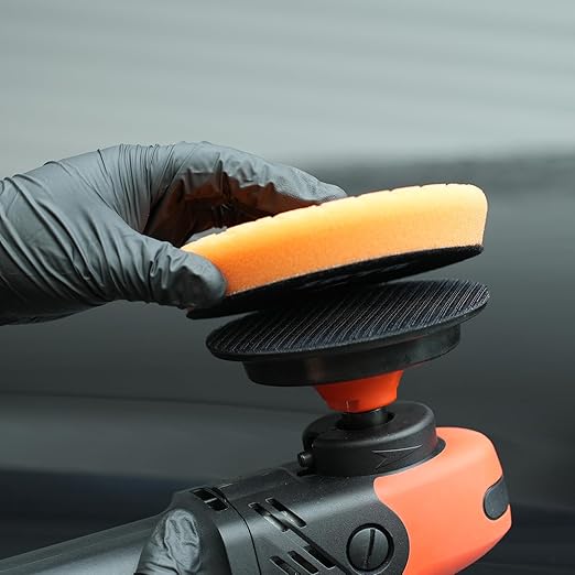 SPTA 2Pcs RO Rotary Flexible Backing Plate, Hoop-and-Loop Face PU Soft Backing Pad Used On Rotary Polisher Sander for Sanding Polishing Buffing Finishing (M14 Thread, Orange, 5Inch (125mm))