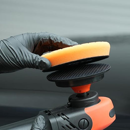SPTA 2Pcs RO Rotary Flexible Backing Plate, Hoop-and-Loop Face PU Soft Backing Pad Used On Rotary Polisher Sander for Sanding Polishing Buffing Finishing (M14 Thread, Orange, 5Inch (125mm))