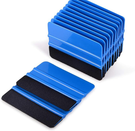 4 Inch Vinyl Squeegee 12 Pack - Car Wrap Tool with Felt Edge for Window Tinting, Decals, Wallpaper - Scratch-Free Applicator for Vinyl Film, Bubble Removal, Curved & Flat Surfaces