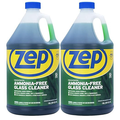 Zep Ammonia Free Glass Cleaner Concentrate 1 Gallon (Case of 2) ZU1052 - Commercial Strength