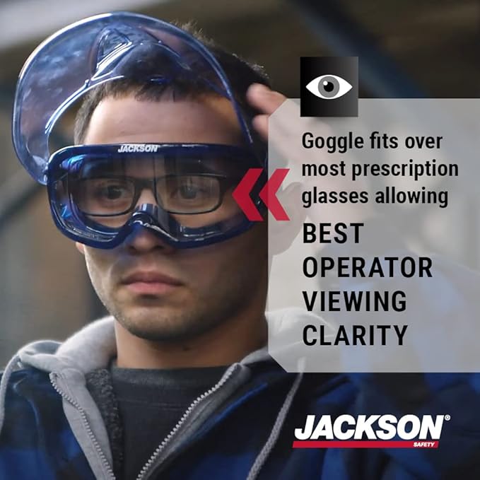 Jackson Safety 21000 - Safety Goggle - Gpl500 Premium Series - Clear Lens - Anti-fog - With Flip-up Detachable Face Shield - Blue Body