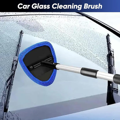 Telescopic Microfiber Glass Car Defroster Brush, 180° Rotating Head and Retractable Handle Multi-Surface Cleaner for Windows, Mirrors, Tiles (Gray)