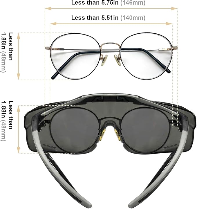 HTS HUNTERSKY HUNTERSKY ANSI Z87 Anti Fog Lab Safety Glasses Fit Over Eyeglasses Up to 1.88 inch 100% UV Protective Goggles